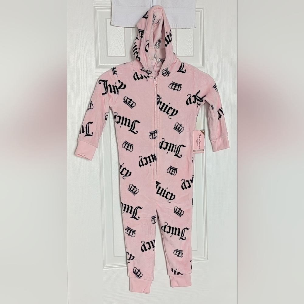 NWT Juicy Couture Kids (3T) 1-Piece Fleece Hooded Pyjama/Sleepwear/Jumpsuit